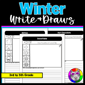 Preview of Winter Directed Drawing and Writing Worksheets Write & Draws 3rd-5th Grade