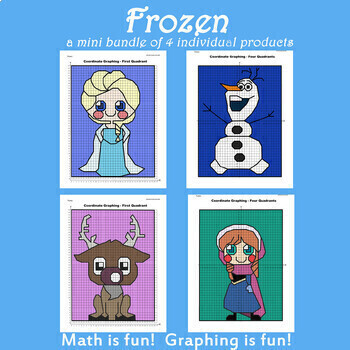 Preview of Winter/Disney Coordinate Plane Graphing Picture : Frozen Bundle 4 in 1