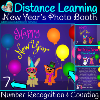 Preview of Winter Distance Learning New Years Balloons Number Recognition and Counting