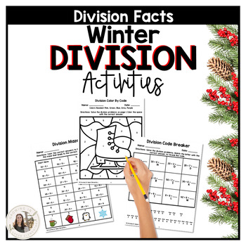 Preview of Winter Division Fact Practice Activities Worksheets January