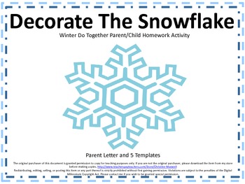 Preview of Winter Snowflake Do Together Parent/Child Homework Activity