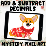 Winter Dog Adding and Subtracting Decimals Pixel Art Digit