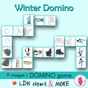Preview of WINTER DOMINO game, easy prep! A fun learning activity, print, play and enjoy!