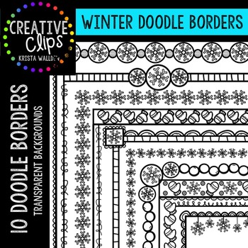 Preview of Winter Clipart Doodle Borders {Creative Clips Clipart}