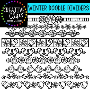 Winter Doodle Dividers {Creative Clips Digital Clipart} | TpT