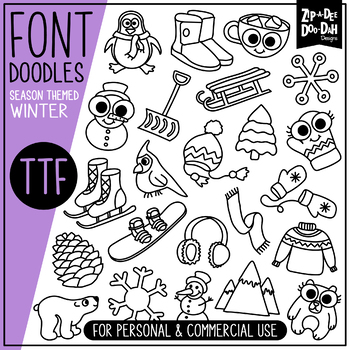 Preview of Winter Doodle Font {Zip-A-Dee-Doo-Dah Designs}