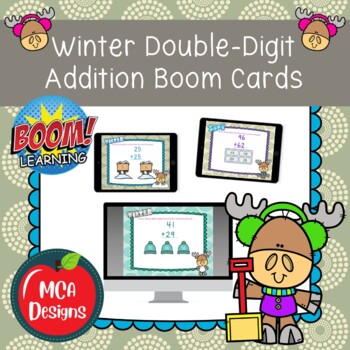 Preview of Winter Double Digit Addition Boom Cards