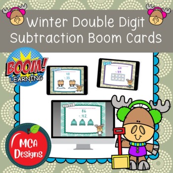 Preview of Winter Double Digit Subtraction Boom Cards