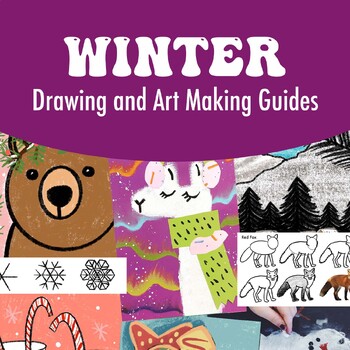 Preview of Winter Drawing Guides and Art Making Guides for Elementary or Art Sub Lessons