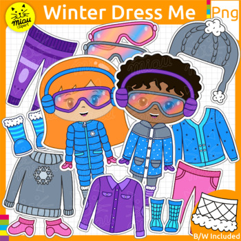 Winter Dress Me Clip Art | Dress Up | Vocabulary | Paper Dolls Graphics