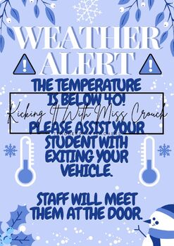 Preview of Winter Drop Off Safety Poster: Cold Weather Guidelines for Car Riders