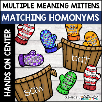 Preview of Winter Homonyms Activity Center - Multiple Meaning Words Mittens