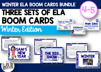 Preview of Winter ELA Bundle of Boom Cards with Point of View, Main Idea, & Inferences