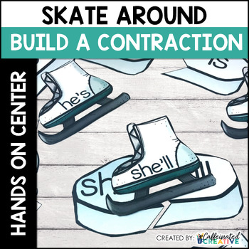 Preview of Winter Contractions Activity Center - Skate Around the Contractions ELA Game