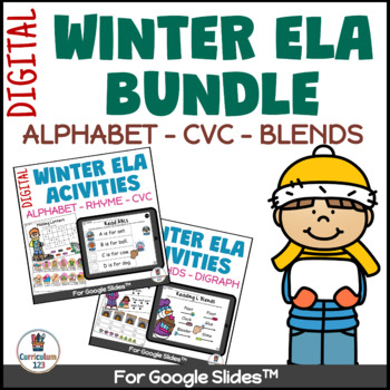 Preview of Winter ELA Digital Activities Kindergarten First Grade Bundle