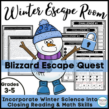 Preview of Winter ELA Escape Room Close Reading 4 Winter Science Topics 3rd 4th 5th Grade