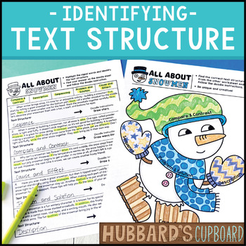 Preview of Winter ELA / Identify Nonfiction Text Structure Worksheets / Signal Words
