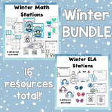 Winter ELA and Math Activities - BUNDLE - Winter Stations
