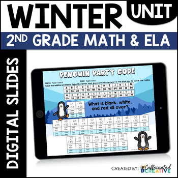 Preview of Winter ELA and Math Digital Activities for 2nd Grade Google Slides