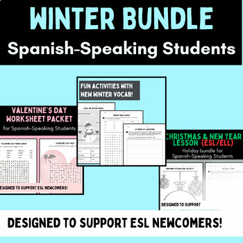 Preview of Winter ESL Bundle | Spanish to English | ESL Newcomers