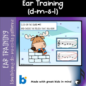 Preview of Winter  Ear training Do-Mi-So-la  Digital  Task Cards in Boom Cards™