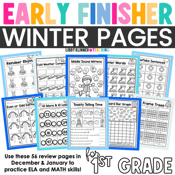 Preview of Winter Early Finishers - December Print & Go Review Pages for 1st Grade