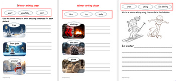 Preview of Winter Early writing activity Pre K,K