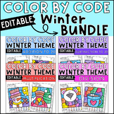 Winter Editable Color By Code - Addition, Subtraction, Mul