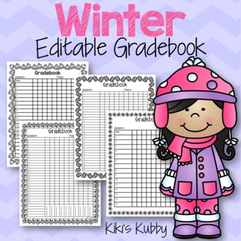 Preview of Winter Editable Grade Book Sheets