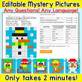 Editable Winter Color by Number or Sight Words Mystery Pictures