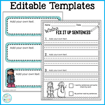 Winter Editing Sentences: Second Grade, Capitalization, Punctuation ...