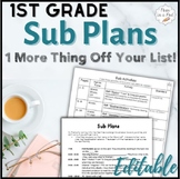 Emergency Sub Plans 1st Grade Template May Substitute Teac
