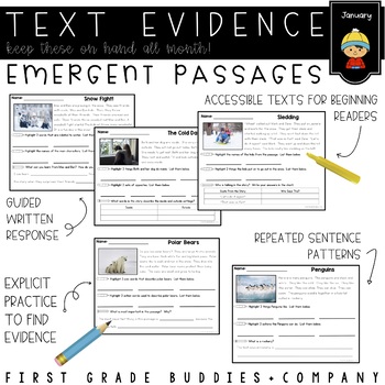 Preview of January Text Evidence Reading Passages with Comprehension Questions