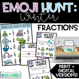 Winter Emoji Hunt Basic Fractions Third Grade Activity