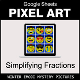 Winter Emoji - Simplifying Fractions - Google Sheets Pixel Art