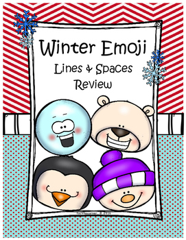 Preview of Winter Emoji Treble Clef Lines & Spaces Review - Printable Worksheets PDF