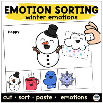Preview of Winter Emotions and Feelings Holiday Worksheet Activities Sort by Emotions