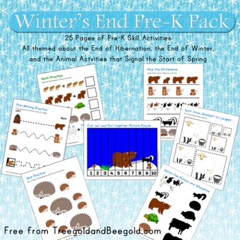 Preview of Winter Ending Hibernating Animals Waking Up Pre-K Pack