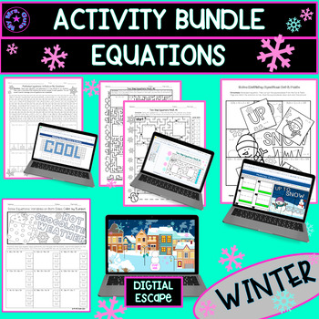 Preview of Winter Equations Worksheets and Digital Activities BUNDLE