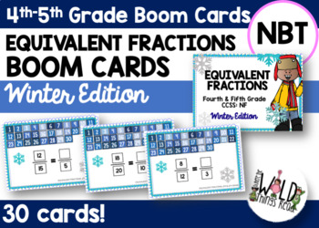 Preview of Winter Equivalent Fractions Boom Cards