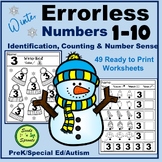 Winter Errorless #'s 1-10 Identification, Counting & Numbe