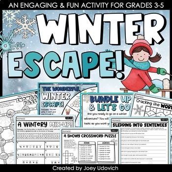 Preview of Winter Escape Activity | Escape Room, Grades 3-5 ELA Test Prep