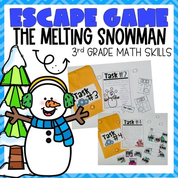 Preview of Winter Escape Room 3rd Grade Math Skills