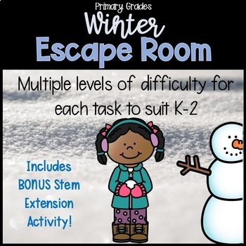 Preview of Winter Escape Room Challenge for Grades K-2 | January