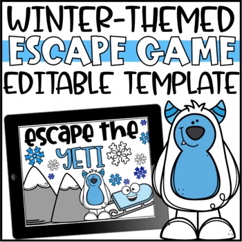 Preview of Winter Escape Room Editable Template - Escape the Yeti