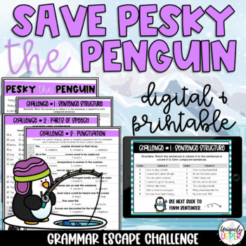 Preview of Winter Escape Room | Grammar | Digital and Printable