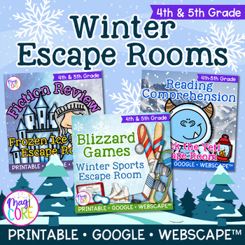 Preview of Winter Escape Room & Webscape Bundle 4th 5th Grade Digital Printable Activities