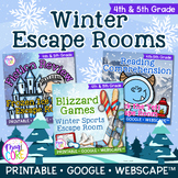 Winter Escape Room & Webscape Bundle 4th 5th Grade Digital