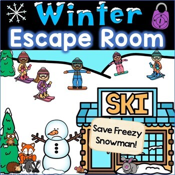 Preview of Winter Escape Room, Winter Breakout Activity Math Kindergarten - First Grade