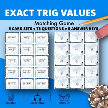 Preview of Winter: Exact Trig Values Matching Games